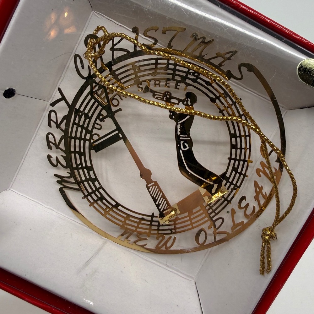 Nations Treasures New Orleans Bourbon Street 24k Gold Finish Brass Ornament